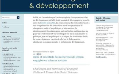 “Anthropologie & développement” est en ligne !